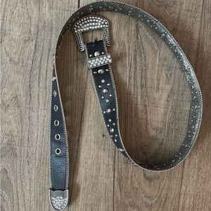 Black Leather Western Rhinestone Belt